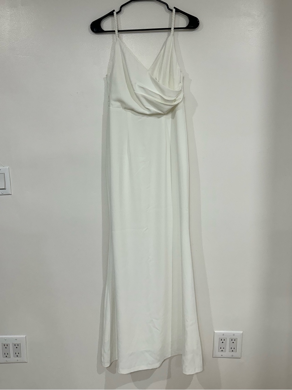 Elegant Ivory Maxi Slip Dress with Draped Bodice